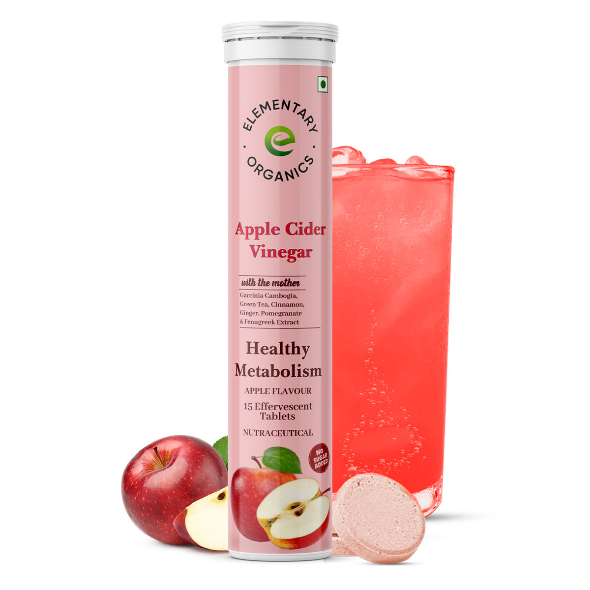 Elementaryorganics Apple Cider Vinegar Effervescent Tablets, Control Cravings with Vitamin B6 & B12 (30 Tablets)